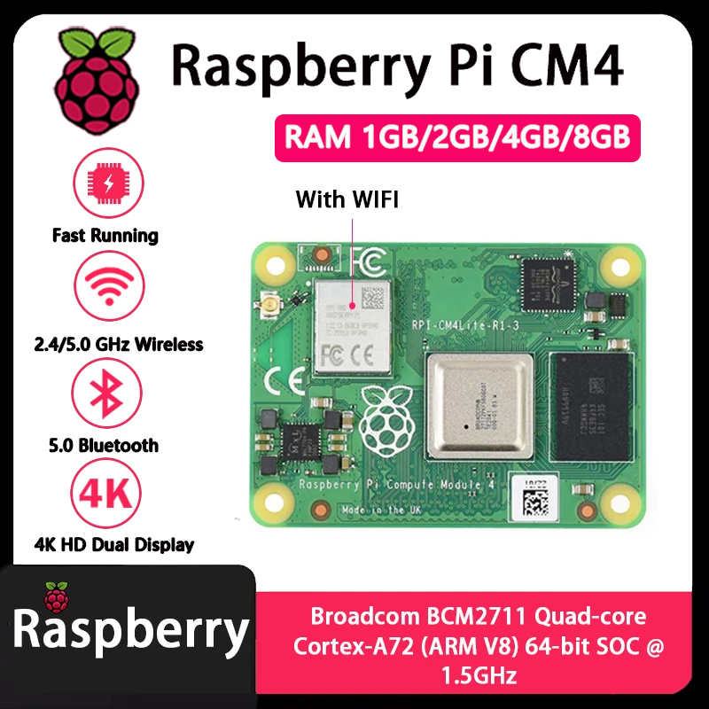 Raspberry Pi CM4 1GB/2GB/4GB/8 - Raspberry Pi Compute Module 4 8Gb 32Gb Emmc avaliação e preço